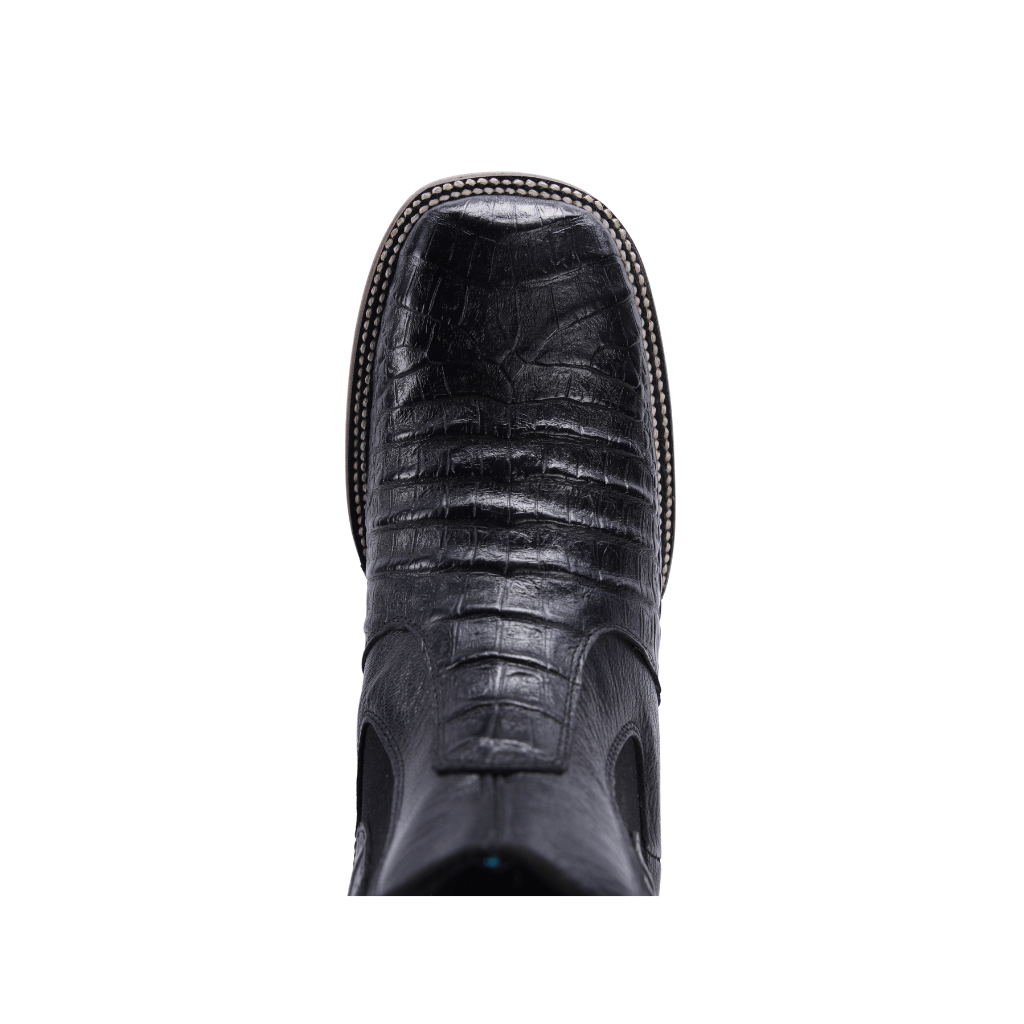728 Short Boots Rodeo Square Toe Print Cocodrile Black