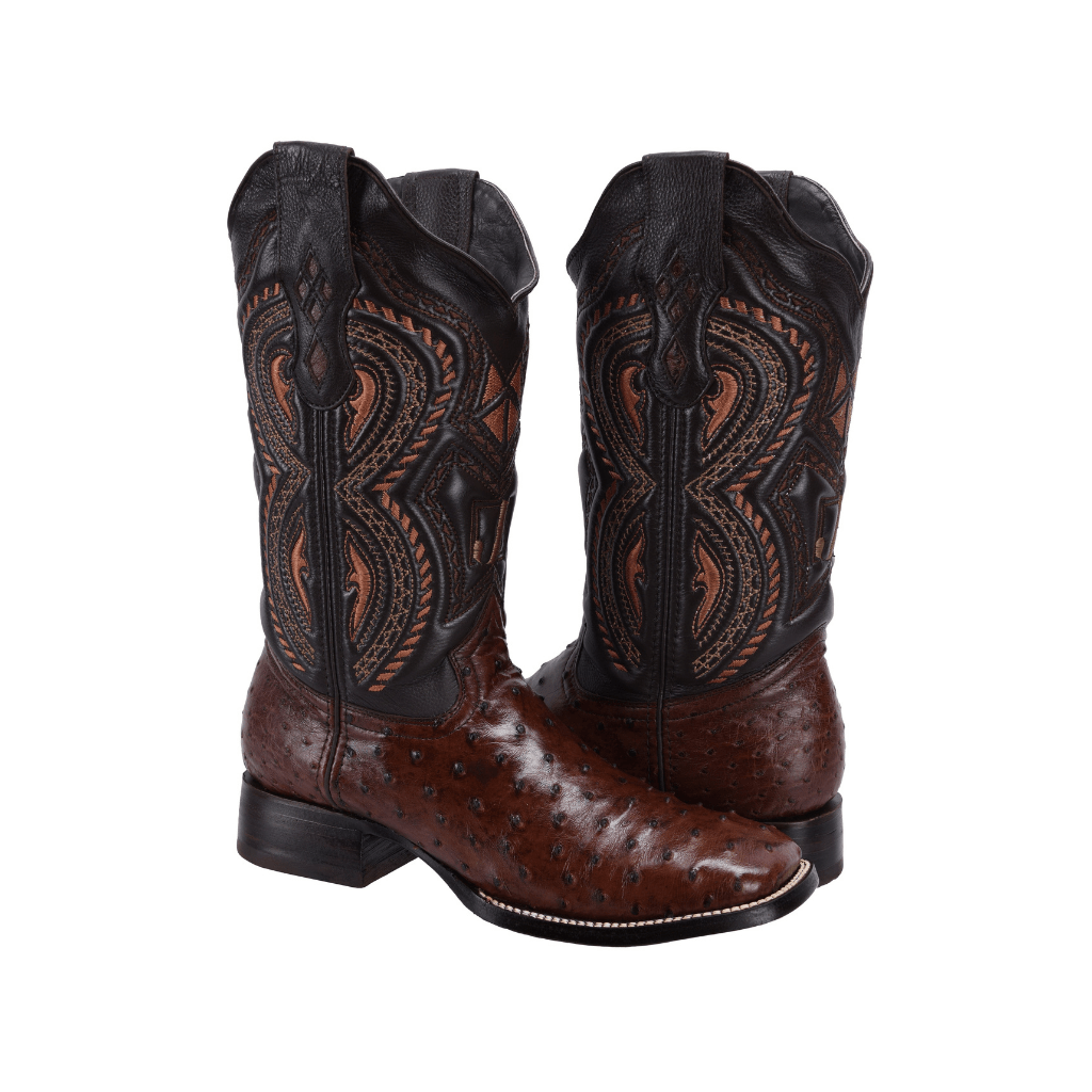 JB503 Square Toe Rodeo Boot Ostrich Original Leather Brown