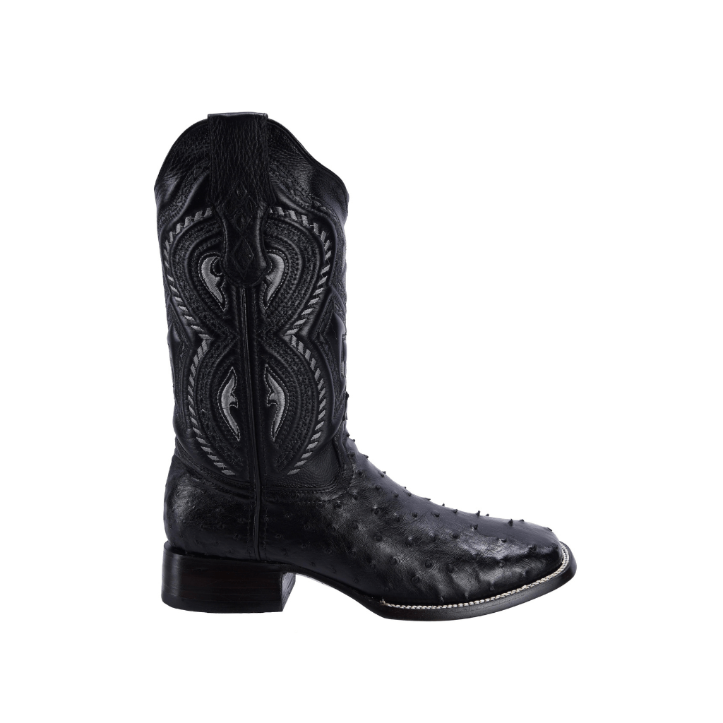 JB503 Square Toe Rodeo Boot Ostrich Original Leather Black