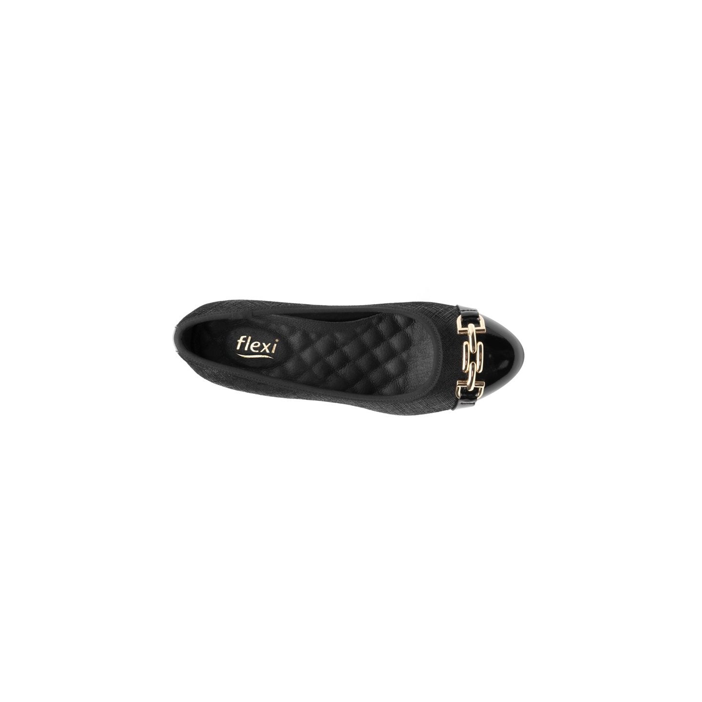 FLEXI-47412 CASUAL CHAIN SLIP-ON SHORT HEEL BLACK