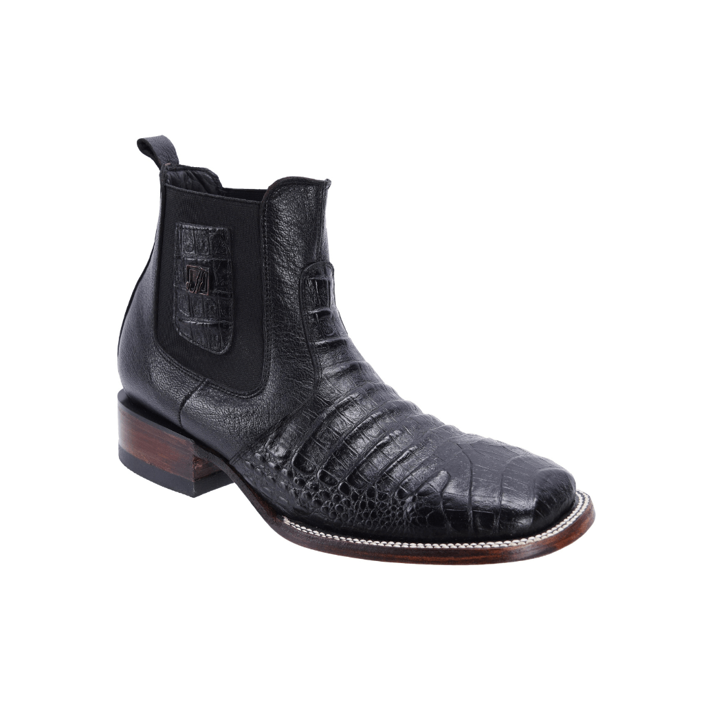 728 Short Boots Rodeo Square Toe Print Cocodrile Black