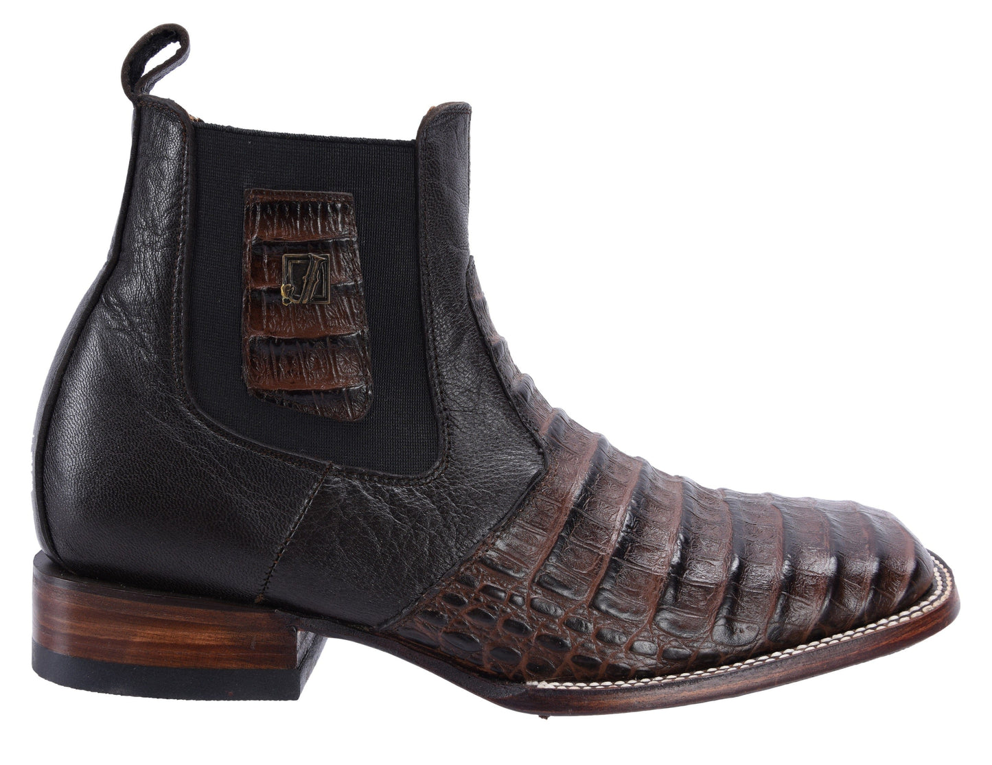 728 Short Boots Rodeo Square Toe Print Cocodrile Brown