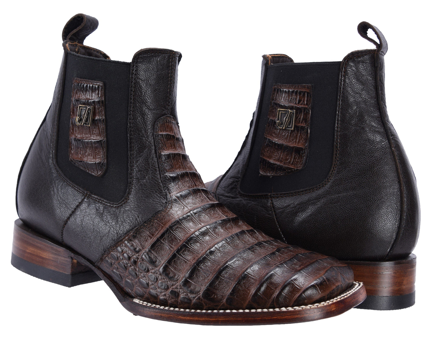 728 Short Boots Rodeo Square Toe Print Cocodrile Brown