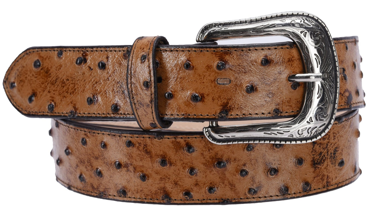 BD701 Ostrich Print Leather Oryx Belt