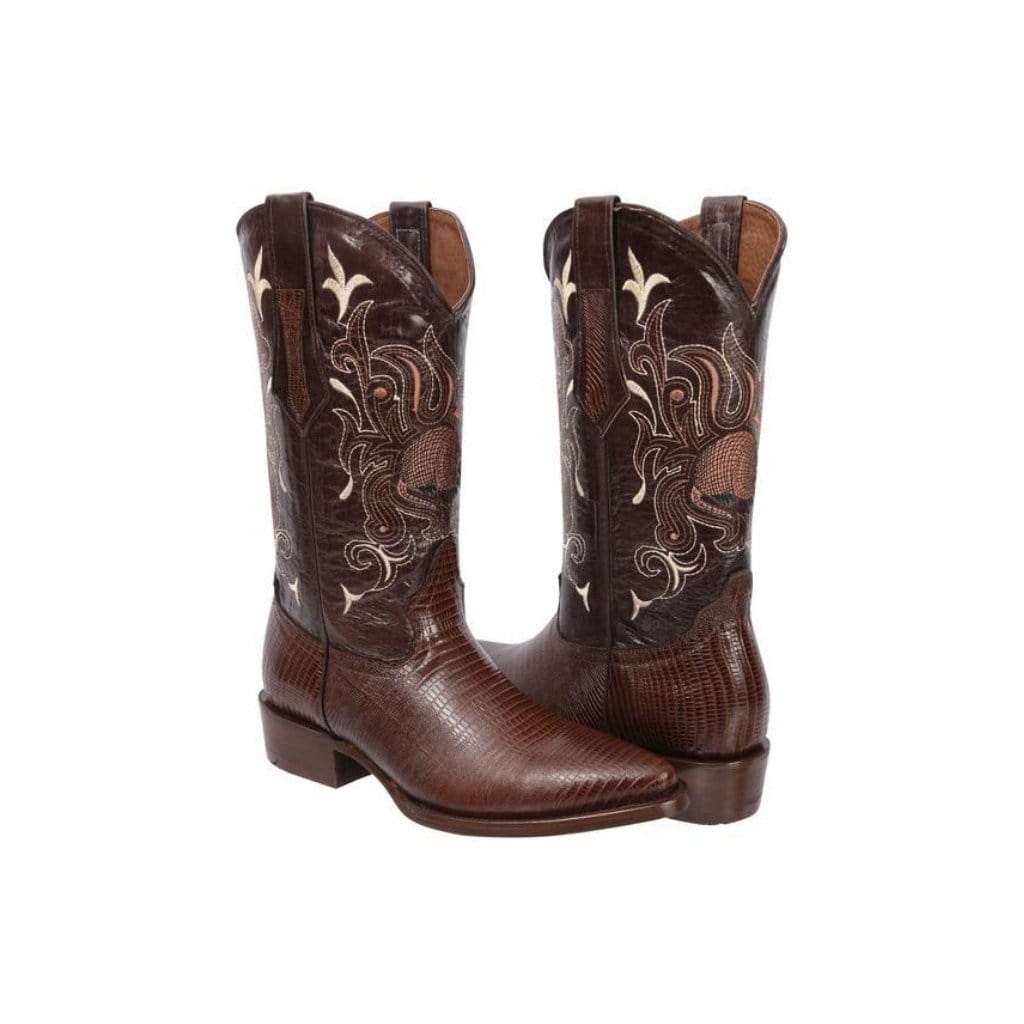 913 J Toe Boot Print Leather Armadillo Honey