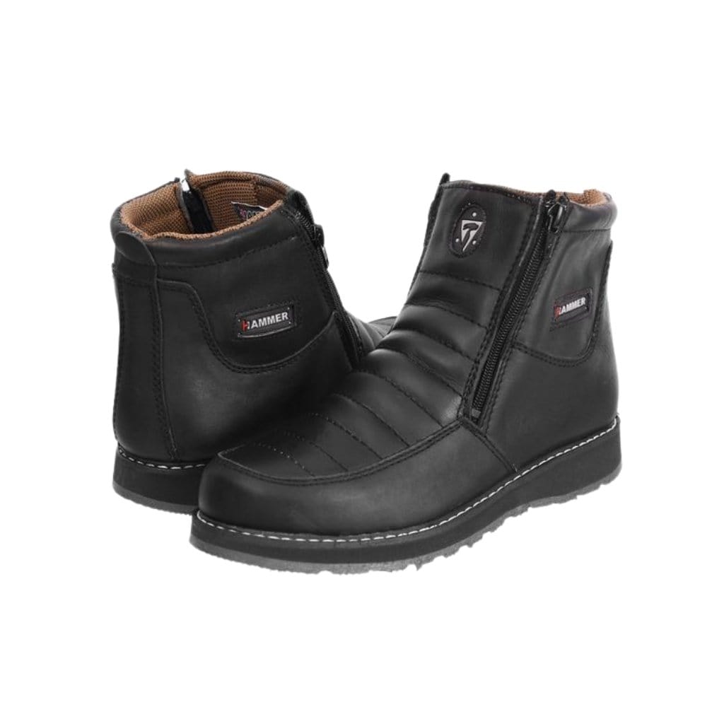HM339 Black Short Boots Zipper, Double Density