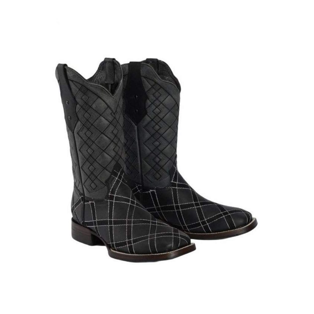 JB729 Black Rodeo Boot Men Leather Rombos (Width EE Wide- Half size less recommended)