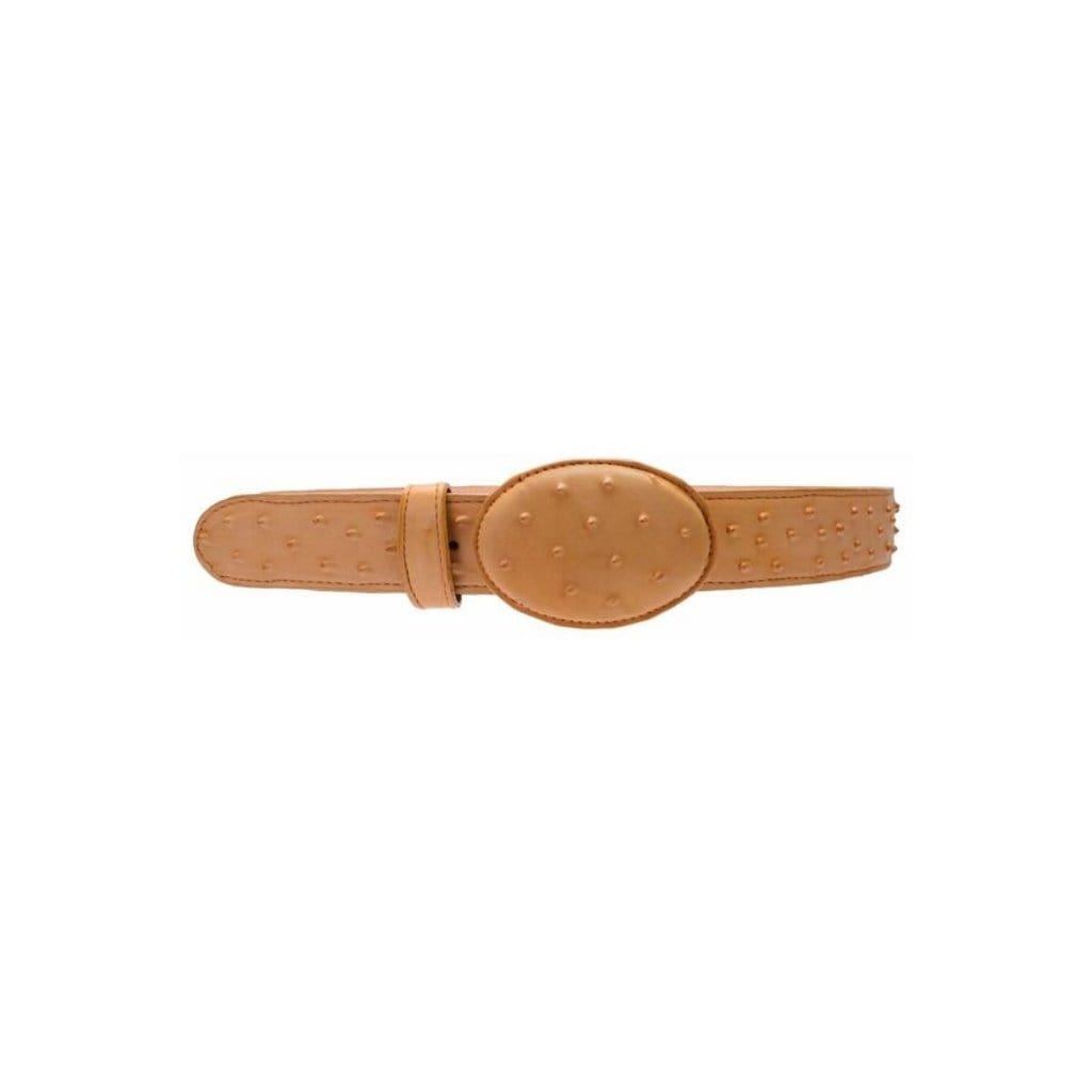 001 Butter Ostrich Print Leather Cowboy Belt