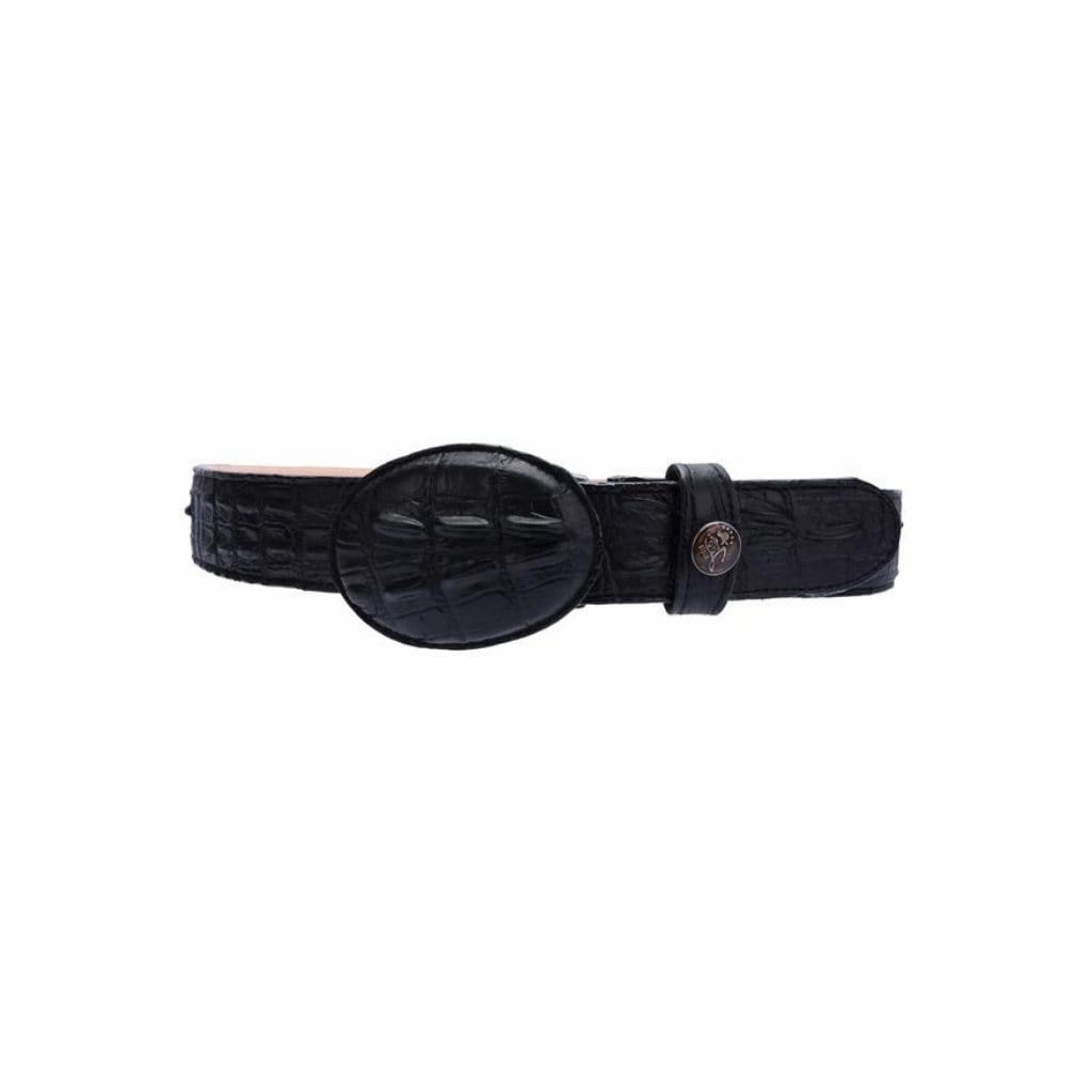 004 Black Crocodile Print Leather Cowboy Belt