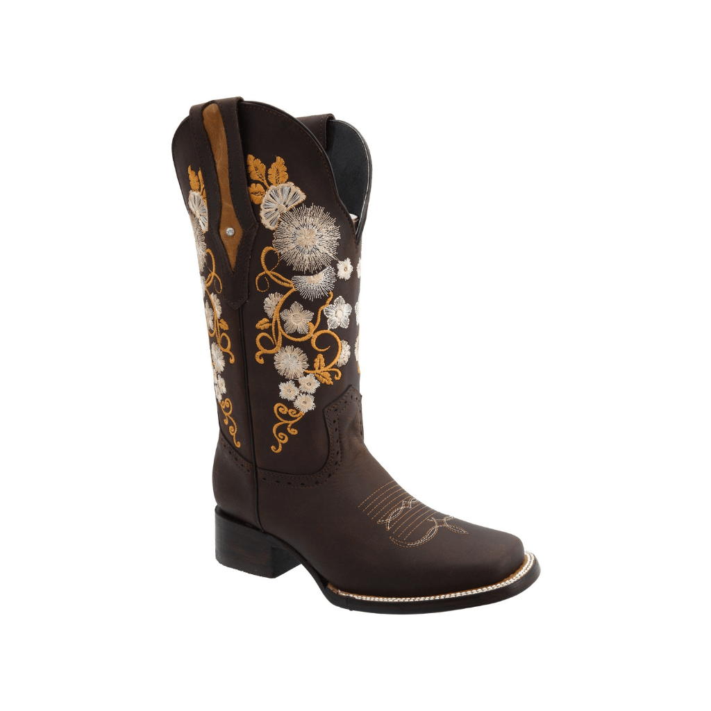JB15-01 Tabaco/Yellow Flower Boots