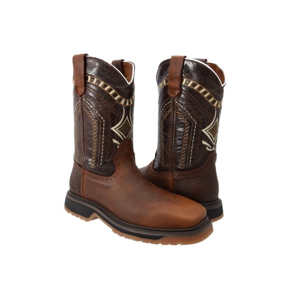 SB5002 Silver Bull Square Toe Rustic Brown Boot (WIDE EE LAST-HALF NUMBER LESS RECOMMENDED)
