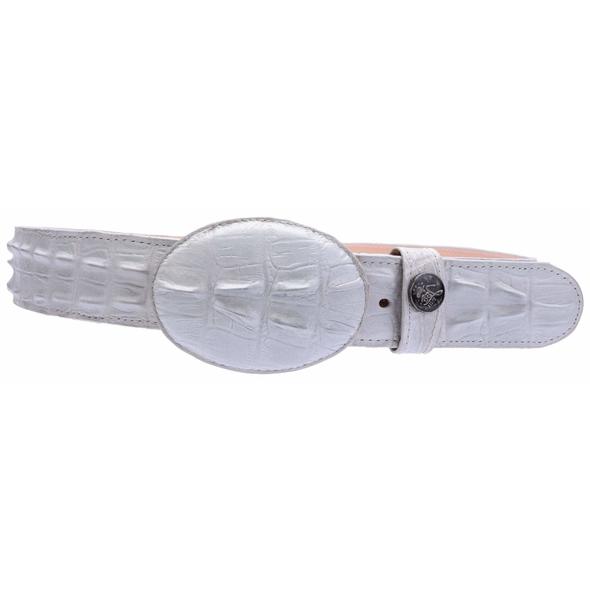 004 Cowboy Belt Print Leather Crocodile Bone