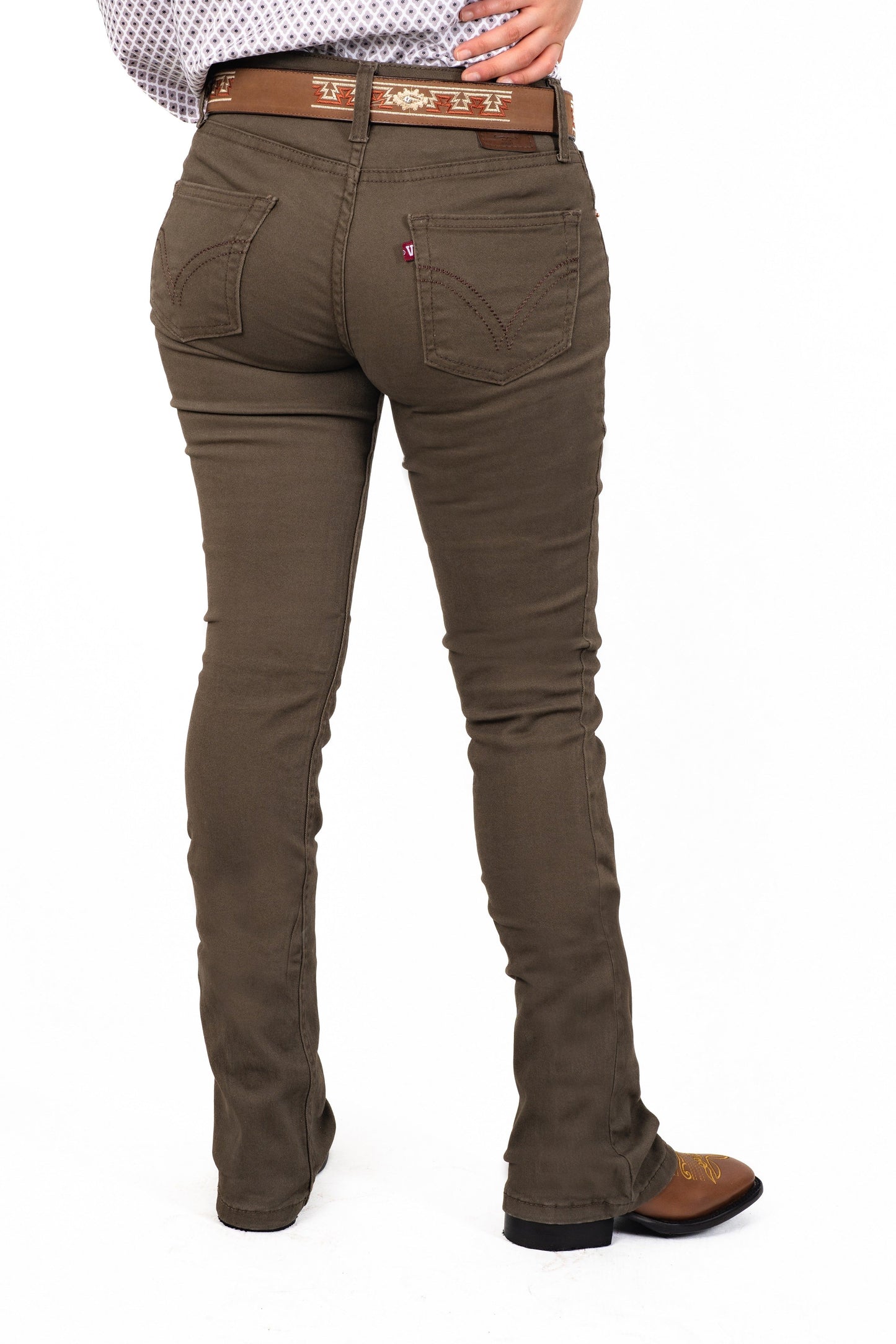 Women Olive Classic Bootcut Premium Jeans