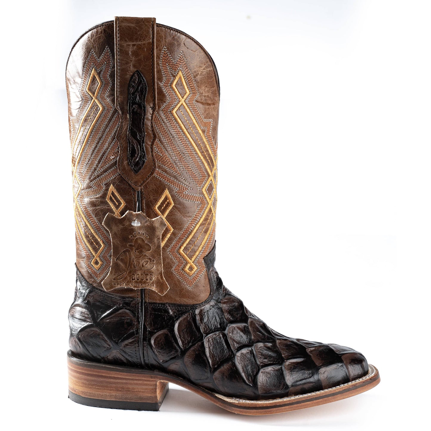 136 Brown Rodeo Boots Piraruccu Print (Width EE Wide- Half size less recommended)