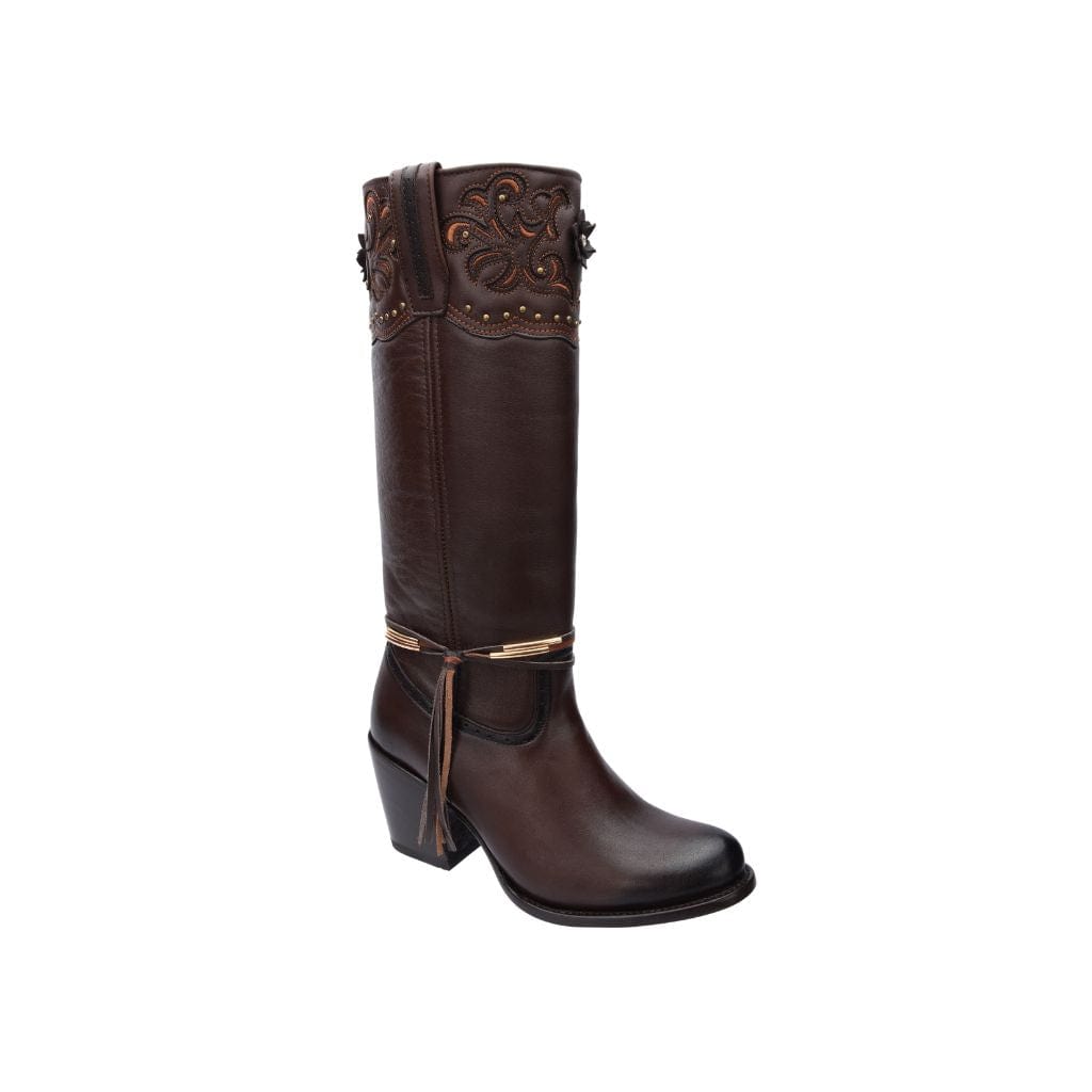 Sofia-High Women Lace Boot Brown