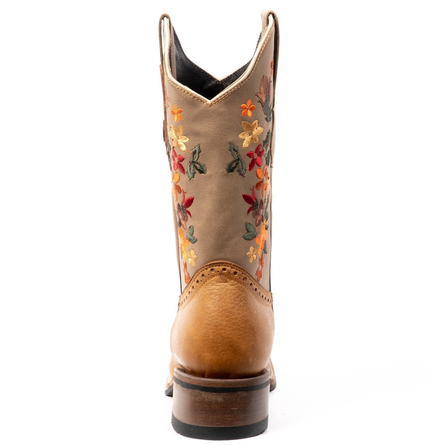 VE309 Tan Rodeo Boot Verthali with Orange Flowers