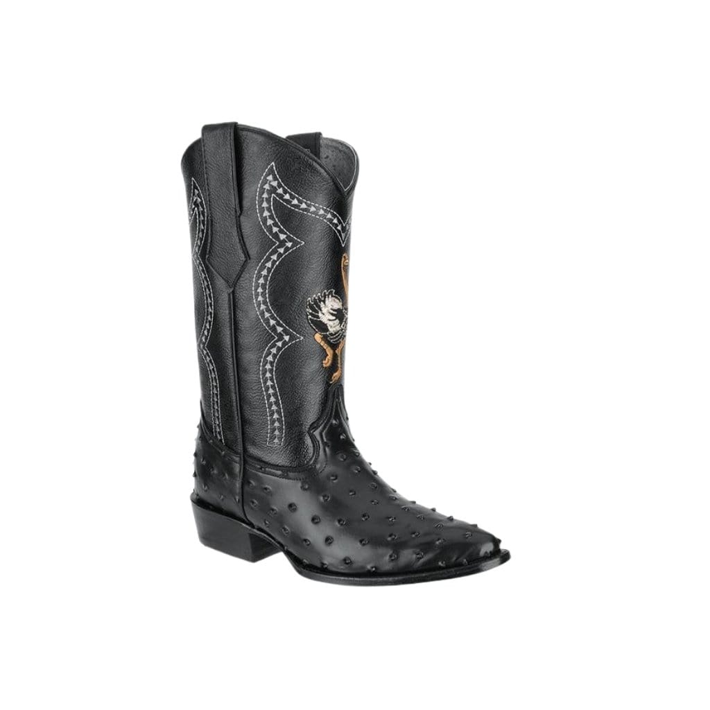 JB901 J Toe Ostrich Black Print leather Boot