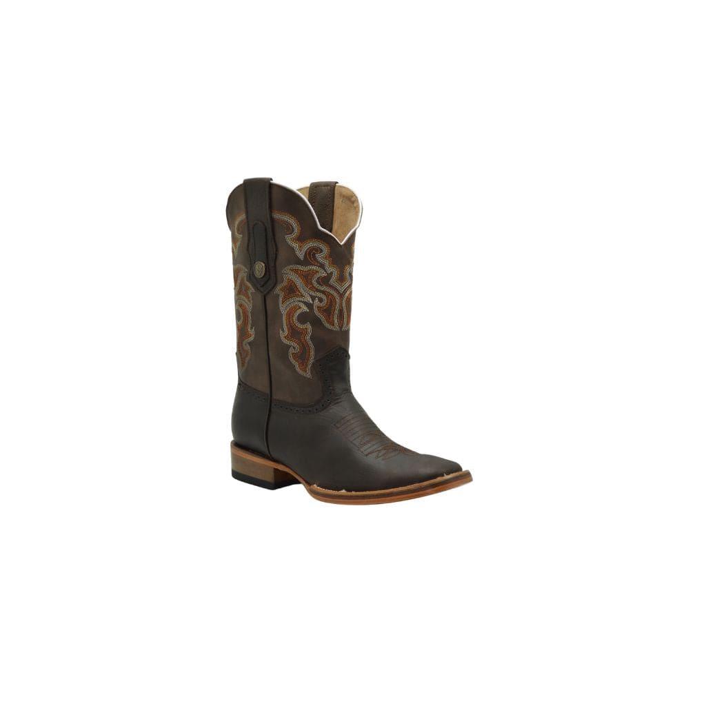 VE522 Brown Rodeo Square Toe Boot Leather Sole