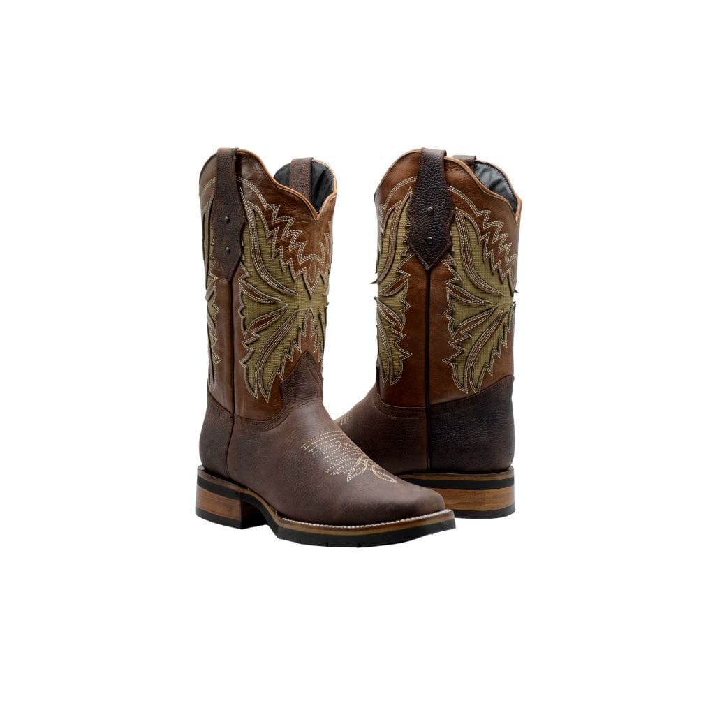 SG518 Rodeo Square Toe Boot Brown Rubber Sole