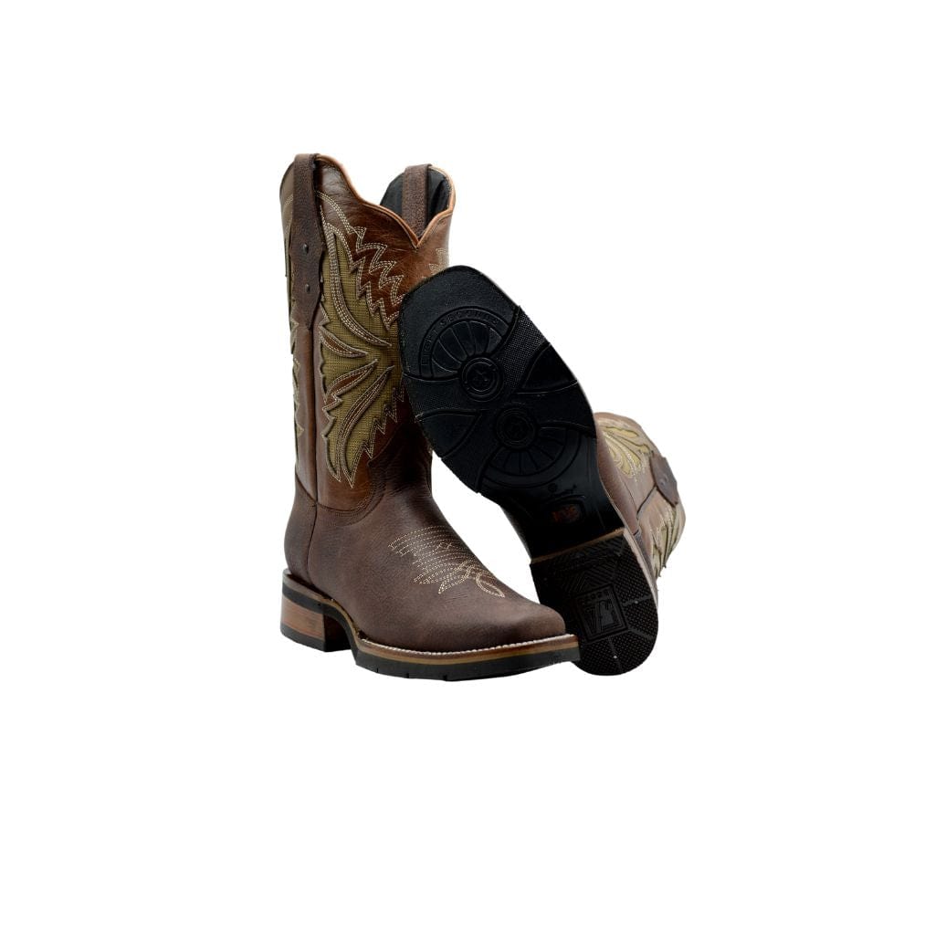 SG518 Rodeo Square Toe Boot Brown Rubber Sole