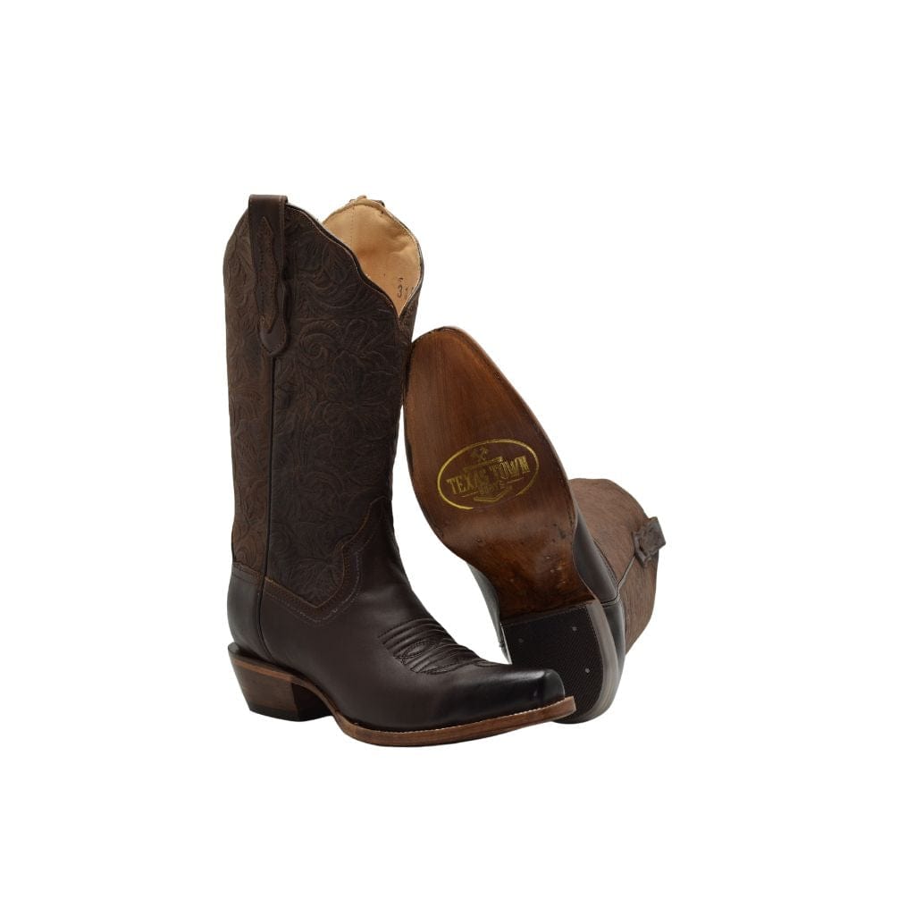 JB301 Women Snip Toe Cowgirl Boots Brown Plain