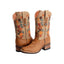 VE309 Tan Rodeo Boot Verthali with Orange Flowers