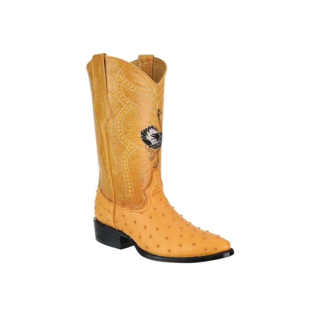 JB901 J Toe Boot Ostrich Print Leather Butter