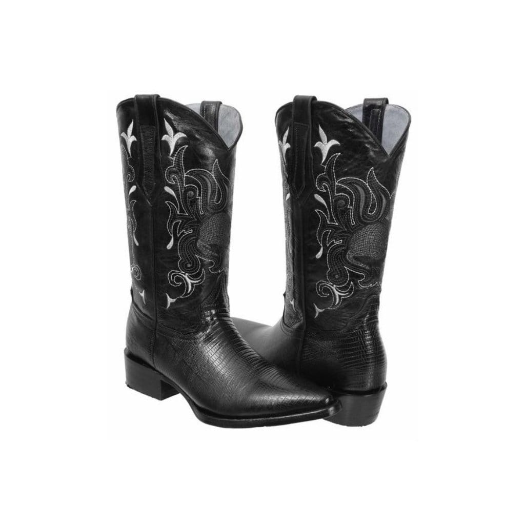 913 J Toe Boot Print Leather Armadillo Black