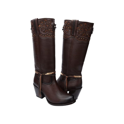 Sofia-High Women Lace Boot Brown